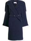 CHLOÉ CHLOÉ WRAP-FRONT BELTED COAT - 蓝色