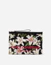 DOLCE & GABBANA LILY-PRINT CANVAS CLUTCH