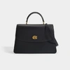 Coach Parker Black Leather Top Handle Bag In Black