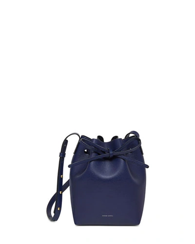 Mansur Gavriel Mini Saffiano Leather Bucket Bag In Blue
