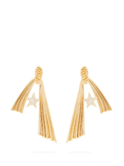 Attico Amore Stella Crystal-embellished Earrings In Gold