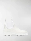 Prada Ridged Sole Chelsea Boots In White