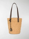 Saint Laurent Panier Small Raffia Bucket Bag In Neutrals
