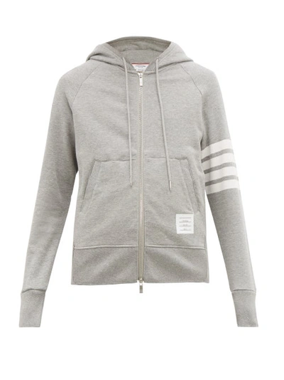 Thom Browne Zip-through Cotton Hooded Sweatshirt In Grey,white