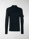 Stone Island Crew Neck Badge Jumper In Blue
