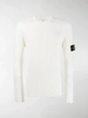 Stone Island Ribbed Badge Sweater In White