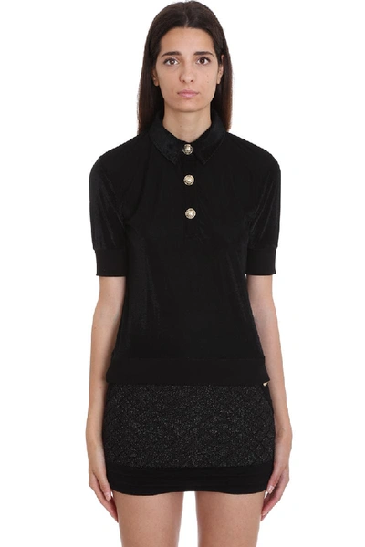 Balmain Polo In Black Polyester