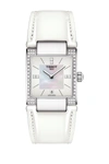 TISSOT Women's T-2 Mother of Pearl Diamond Accented Leather Strap Watch- 0.16 ctw, 32mm