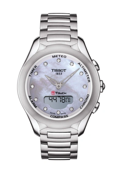 Tissot Women's T-touch Solar Diamond Accent Stainless Steel Bracelet Watch, 38mm - 0.10 Ctw
