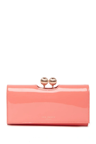 Ted Baker Bobble Patent Leather Wallet In Coral