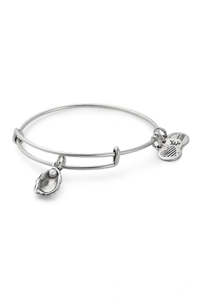 Alex And Ani Imitation Pearl Oyster Adjustable Bracelet In Silver