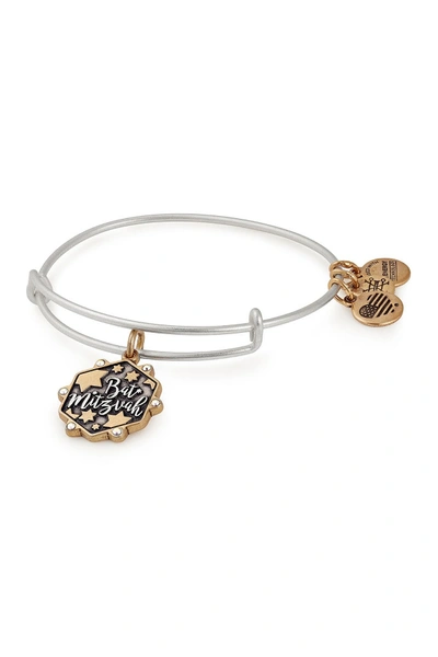 Alex And Ani Two-tone Bat Mitzvah Charm Expandable Wire Bracelet In Silver