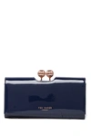 Ted Baker Bobble Patent Leather Wallet In Navy
