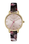 TED BAKER Kate Print Leather Strap Watch, 38mm