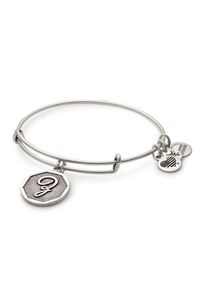 Alex And Ani Initial 'z' Adjustable Wire Bangle In Russian Silver