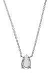Cz By Kenneth Jay Lane Prong Set Faceted Pear Cz Necklace In Clear-silver