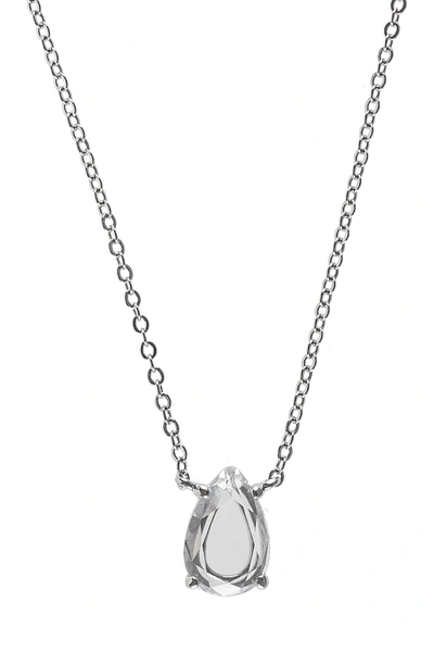 Cz By Kenneth Jay Lane Prong Set Faceted Pear Cz Necklace In Clear-silver