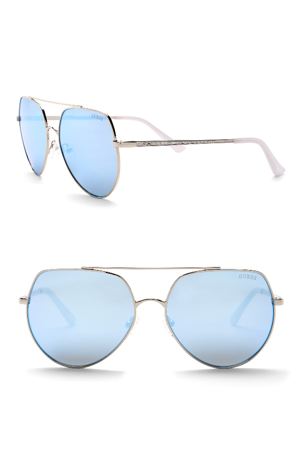 Guess 58mm Aviator Sunglasses In Sdknick/blumr ModeSens
