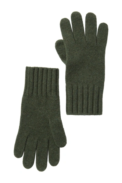 Portolano Cashmere Wide Ribbed Cuff Gloves In Loden