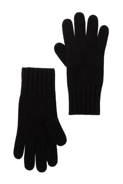 Portolano Cashmere Wide Ribbed Cuff Gloves In Black