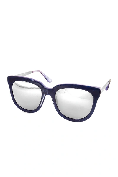 Aqs Piper 55mm Square Sunglasses In Blue-light Purple-steel-silver