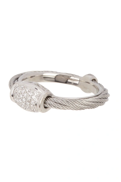 Alor Stainless Steel Diamond Grey Cable Ring