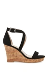 Charles By Charles David Launch Cork Wedge Sandal In Black-ms