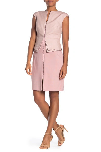 Ted Baker Structured Zip Peplum Dress In Dusky-pink