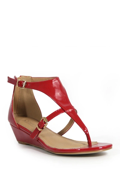 Catherine Catherine Malandrino Riana Low Wedge Sandal In Red Patent