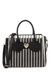 Betsey Johnson Large Bow Satchel In Blk/crm