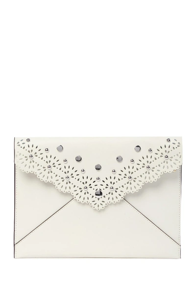 Rebecca Minkoff Leo Leather Envelope Clutch In Bianco