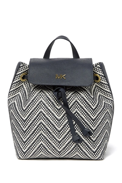 Michael Michael Kors Medium Junie Woven Leather Backpack In Admiral/op