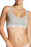 Calvin Klein Plus Modern Cotton Unlined Racerback Bralette In 080 Heather Gre