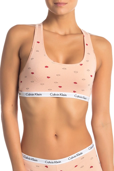 Calvin Klein Carousel Racerback Bralette In Lpm Lipstick Pr