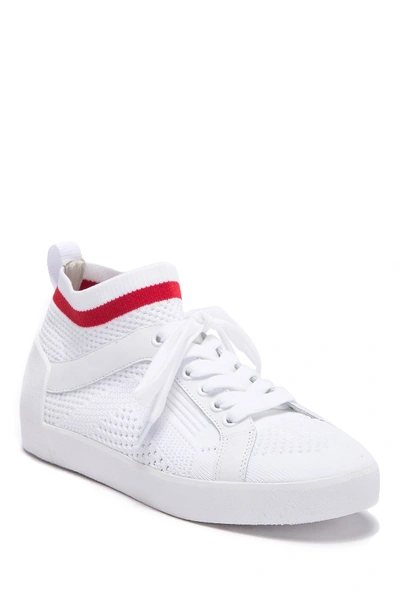 Ash Nolita Mid Top Sock Sneaker In White/red