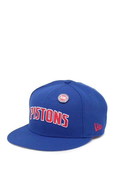 New Era Nba 9fifty Pistons Snapback Hat In Med Blue