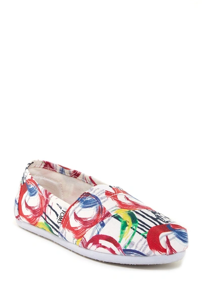 Toms Multi Paint Canvas Slip-on Flat In White