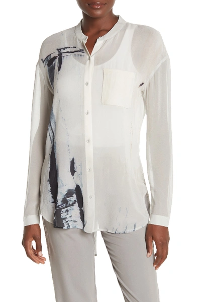 Go By Go Silk Tail-ored Silk Blouse In Light Cement