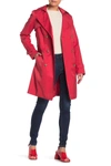 Cole Haan Belted Hooded Trench Coat In Amaranth