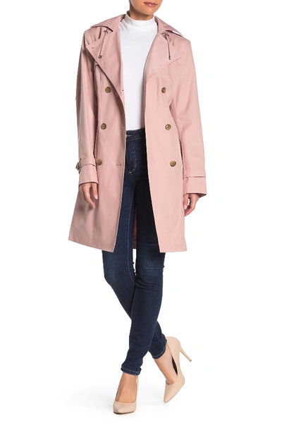 Cole Haan Belted Hooded Trench Coat In Canyon Ros