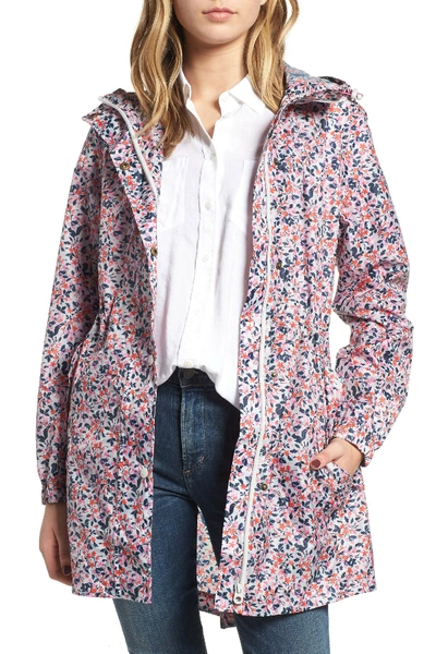 Joules Right As Rain Packable Print Hooded Raincoat In Ltgsdty