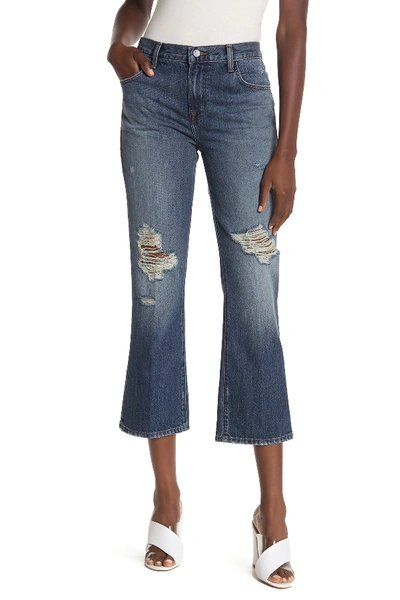 J Brand Aubrie Ripped High Waisted Crop Bootcut Jeans In Astonish Destruct