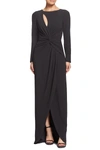 Dress The Population Naomi Twisted Gown In Black