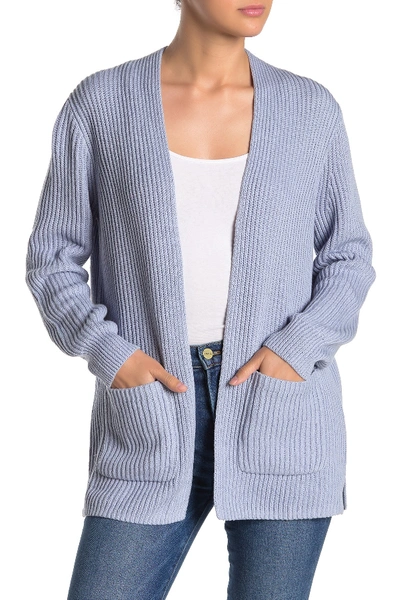 Madewell Nolan Ribbed Open Front Cardigan In Craft Blue