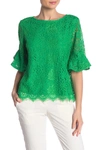 Nanette Lepore Lace Crew Neck Top In Hidden Meadow
