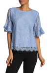 Nanette Lepore Lace Crew Neck Top In Highland Blue