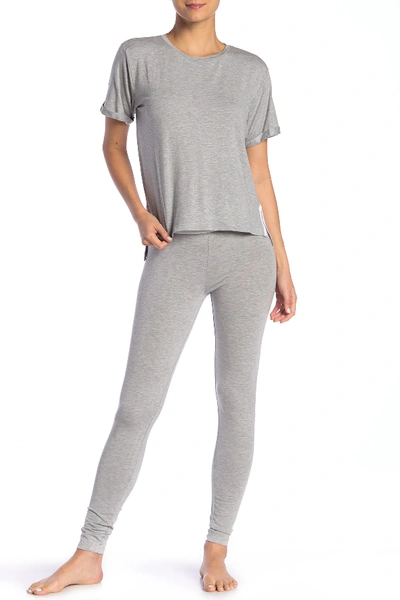 French Connection Heather Logo Trim T-shirt & Pants Pajama 2-piece Set In Heather Grey