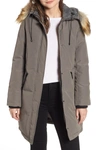 Sam Edelman Faux Fur Trim Hooded Down Jacket In Lt.grey