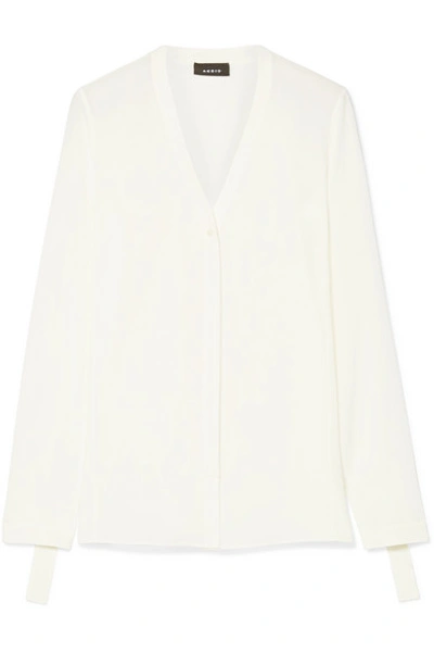 Akris Draped Georgette Blouse In Ivory