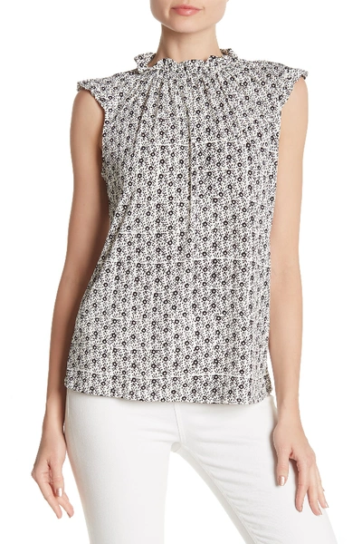 Adrianna Papell Ruffled Cap Sleeve Blouse In Ivr Flr 1